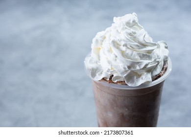 A Closeup View Of A Frozen Cappuccino Beverage.