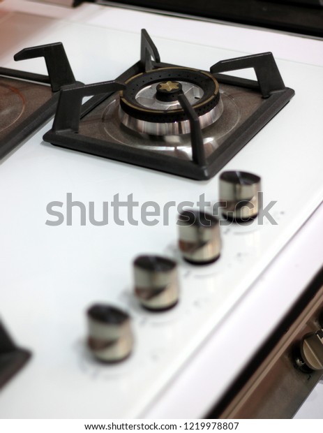 Closeup View Gas Stove Used Cooking Royalty Free Stock Image