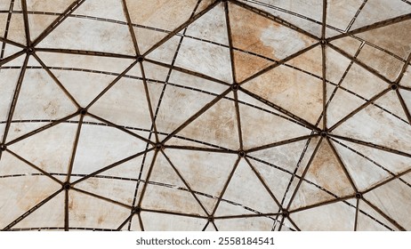 Close-up view of a geometric dome structure highlighting the intricate patterns and textures of the materials used in its design. - Powered by Shutterstock