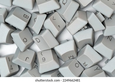 Close-up view of grey computer keyboard keys. Computer repair, service. 