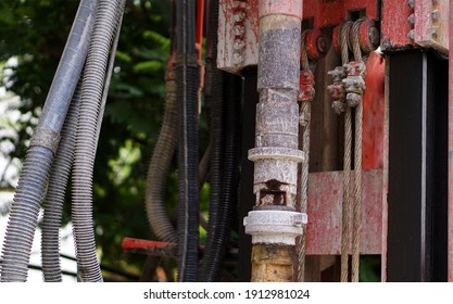   Close-up View Of Ground Water Rig Or Drilling Machine                             