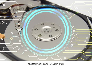 Close-up View Of The Hard Disk Storage Plate.