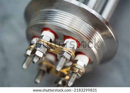 Closeup view High temperature stainless steel tubular immersion electric water heating coil