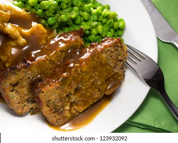 Close-up View Of A Homemade Meatloaf Meal