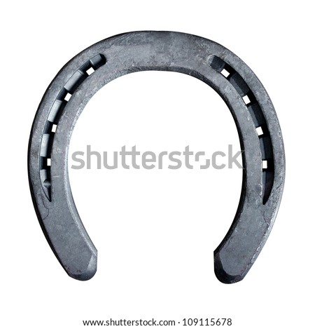 Close-up view of horseshoe isolated on white background