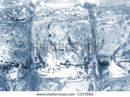 close-up view of ice cubes