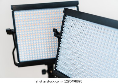 Close-up View Of Led Lamps. Video Light.