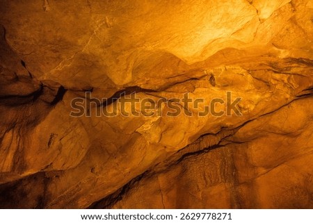 A close-up view of a limestone cave, filled with colorful, curious,wonderful. Lighting enhances texture and geological beauty.
