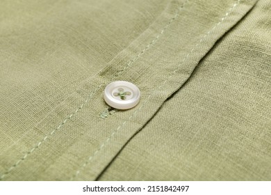 Closeup View Of Linen Male Shirt With Button