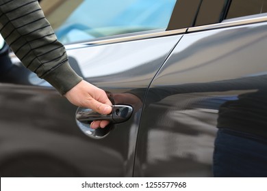 Closeup Chauffeur Opening Car Door Glove Stock Photo (Edit Now) 707662543