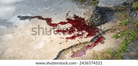 Closeup view old attack crush big heavy beat boulder hit tool holy faith male human hand martyr victim lay injury cut life. Evil hurt fear close up biblic dirt flow red drip land body corpse arm scene