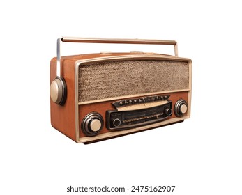 Closeup view old radio isolated on white background - Powered by Shutterstock