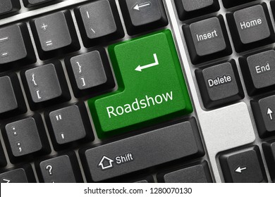 Close-up View On Conceptual Keyboard - Roadshow (green Key)