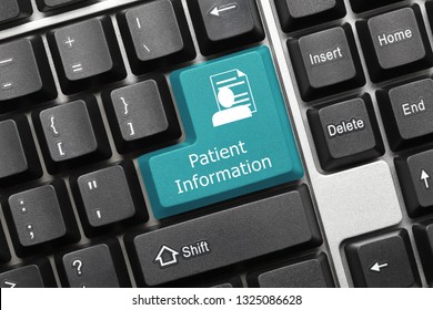 Close-up View On Conceptual Keyboard - Patient Information (blue Key)