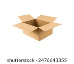 Closeup view open cardboard box isolated on white background
