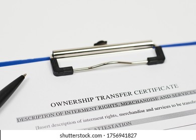 Close-up View Of Ownership Transfer Certificate Document