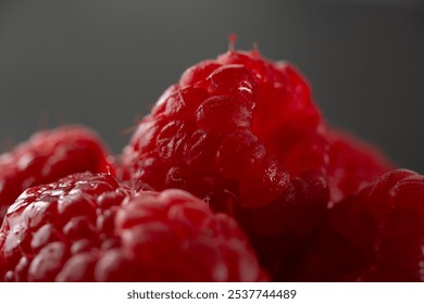 A closeup view of a raspberry.