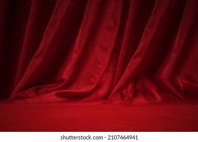 Closeup view of the red curtain for background