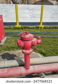 close-up view of red fire hydrant