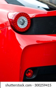 Close-up View Of Red Sports Car Rear Light.