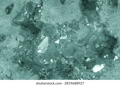 Close-up view of a rough geode with many crystalline formations.
