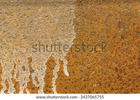 Close-up view of rusty surface of a metal sheet. Details of corrosion on one side and erosion on the other are clearly visible. Beautiful texture
 ストックフォト © 
