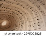 Closeup view of sheet with music notes