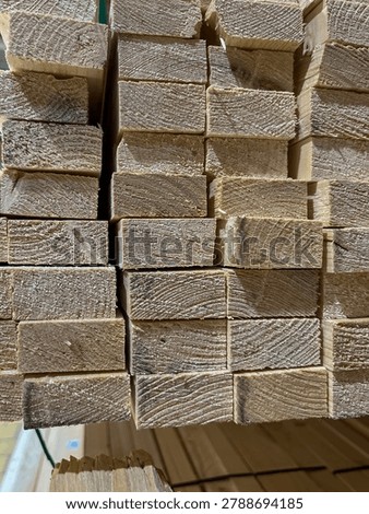  Close-Up View of Stacked Untreated Timber Lumber Planks