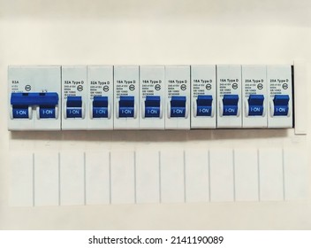 Close-up View Of Switches On Fuse Board.