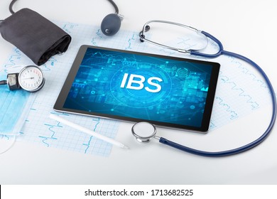 Close-up View Of A Tablet Pc With IBS Abbreviation, Medical Concept