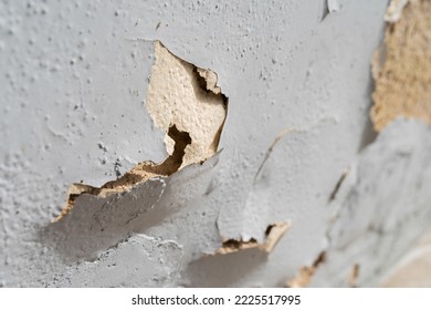 Close-up View Of The Wall Paint Peeling Off.