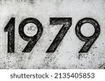 Close-Up of a viewpoint or landmark with the number 1979 etched onto it located on wadden sea island Texel in the Netherlands 