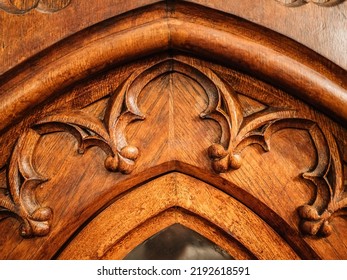 Close-up Of Vintage 19th Century European Wooden Antique Furniture In Victorian Style