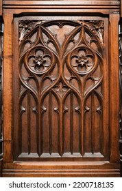 Close-up Of Vintage 19th Century European Wooden Antique Furniture In Victorian Style