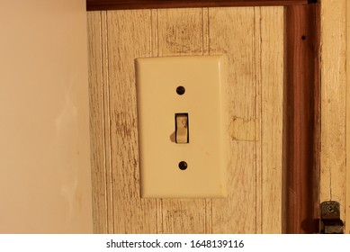 Closeup Of Vintage Bathroom Light Switch