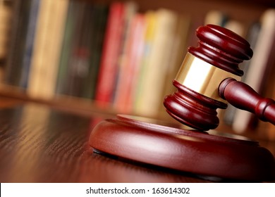 Close-up of a vintage gavel, on blurred background, symbol of impartiality and rightness, judicial decisions, closed cases and justice