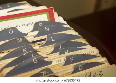 Close-up Of Vintage Index Card File Holder With Copy Space