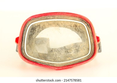 Close-up Of Vintage Scuba Mask Object On A White Background