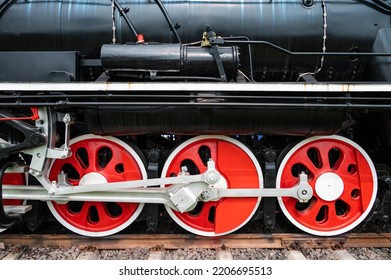 Close-up Of A Vintage Steam Locomotive Wheel