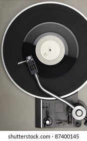 Closeup Of Vintage Turntable, View From Above