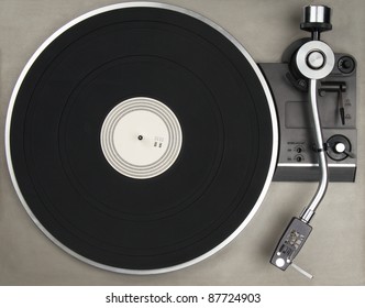 Closeup Of Vintage Turntable, View From Above