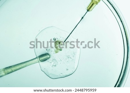 Close-up of in vitro fertilization procedure in progress