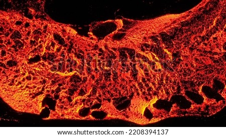 Close-up of volcano, dramatic volcanic eruption in Reykjanes peninsula Iceland