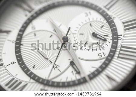 Closeup to watch clockwise, time concept 
