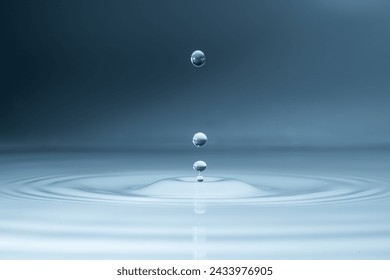 Close-up of a water drop and splash background, small impact causes big changes. Ripple, macro wave on surface of liquid - Powered by Shutterstock