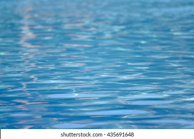 Closeup Water Surface In Swimming Pool, Selective Shallow Dept Of Field