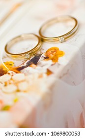 close-up wedding rings