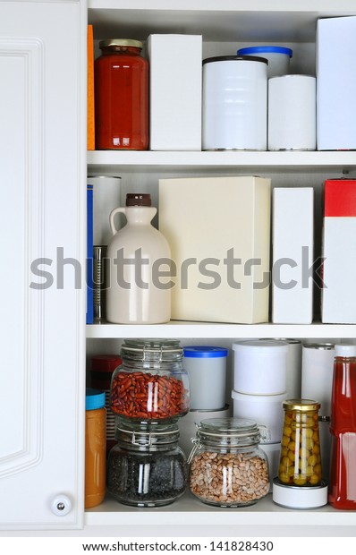 Closeup Well Stocked Pantry One Door Stock Photo Edit Now 141828430