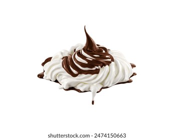 Closeup whip cream with chocolate isolated on white background - Powered by Shutterstock