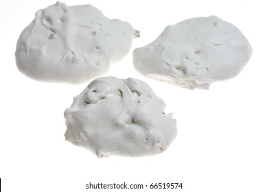 Closeup Of White Cookies On White Background - Divinity Candy With Pecans.